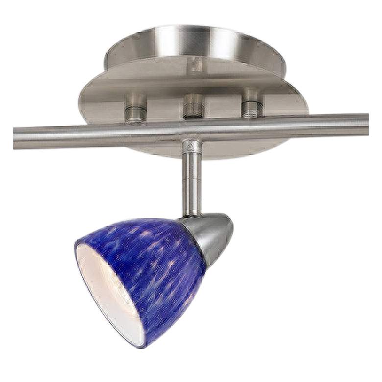 Image 3 Serpentine 5-Light Brushed Steel Blue Glass Track Fixture more views