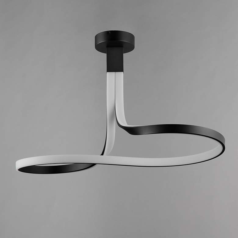 Image 4 Serpentine LED Semi-Flush Mount Black more views