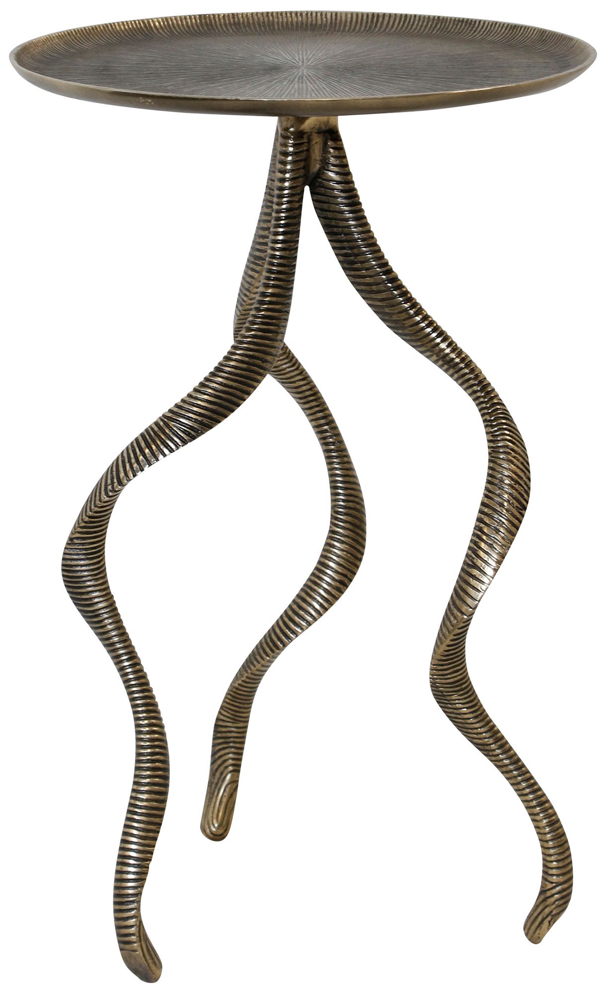 Image 2 Serpentine Root Accent Table - Antique Brass