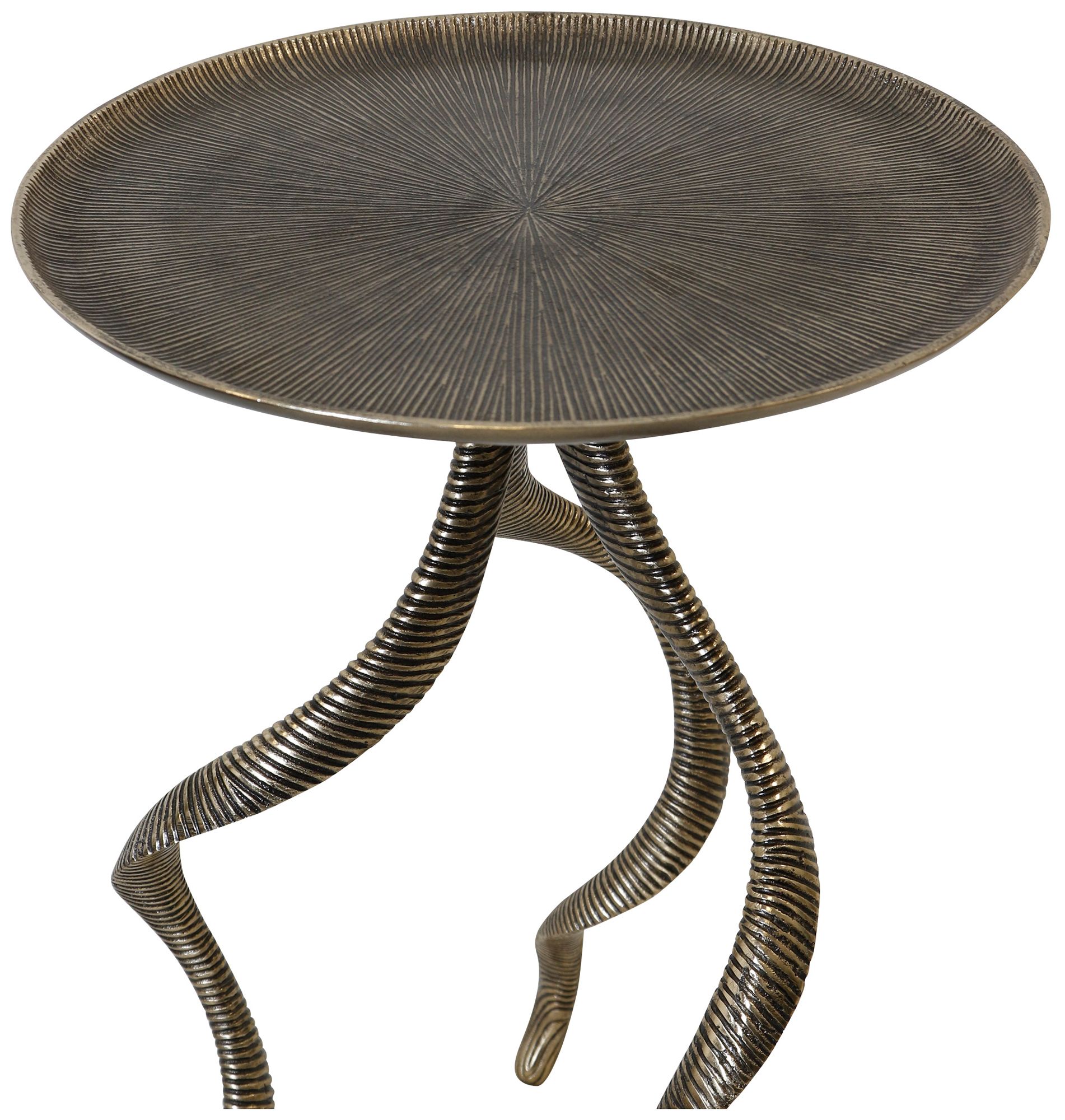 Image 3 Serpentine Root Accent Table - Antique Brass more views