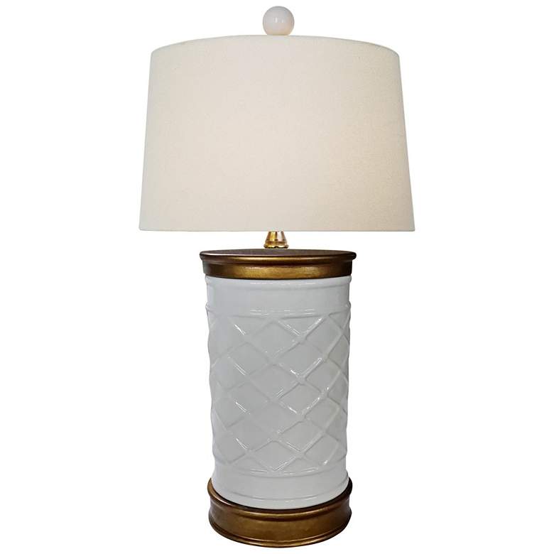 Image 1 Serpentine White Porcelain Zig Zag Vase Accent Table Lamp