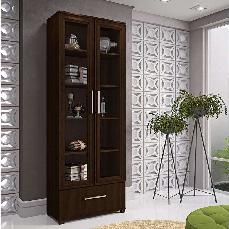 Image 1 Serra 1.0 Tobacco Wood 2-Door Bookcase