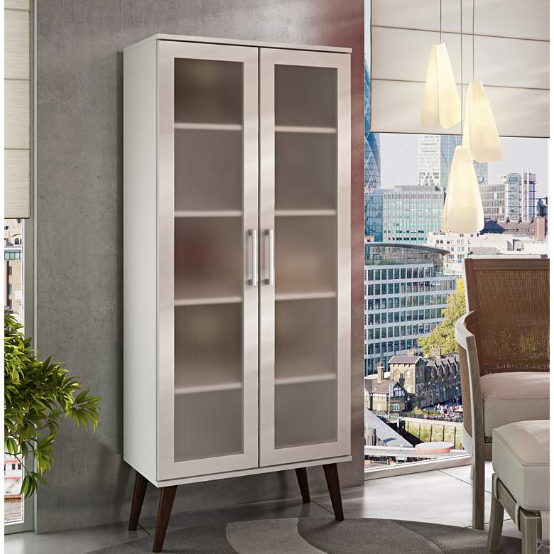 Image 1 Serra 62 3/4 inch High Frosted Glass Doors Modern Bookcase