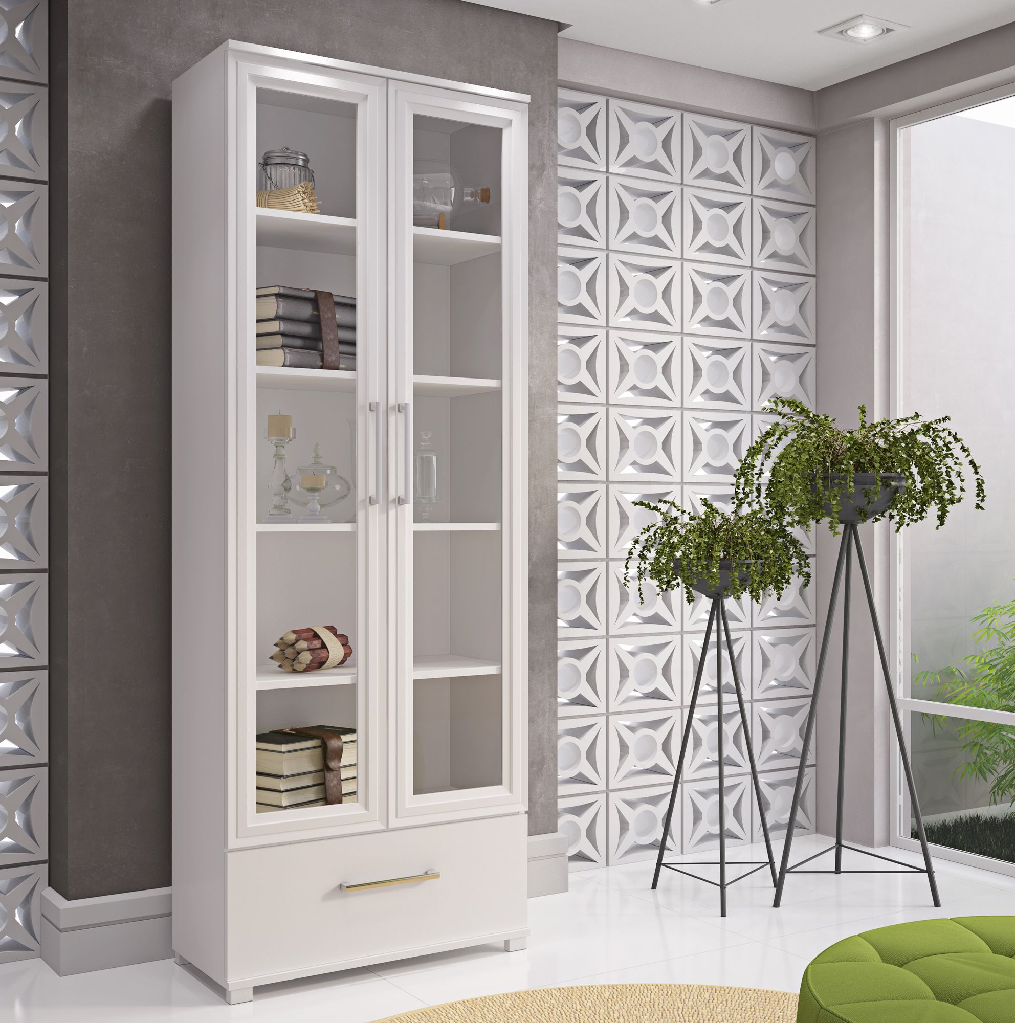 White bookcase cabinet with doors discount