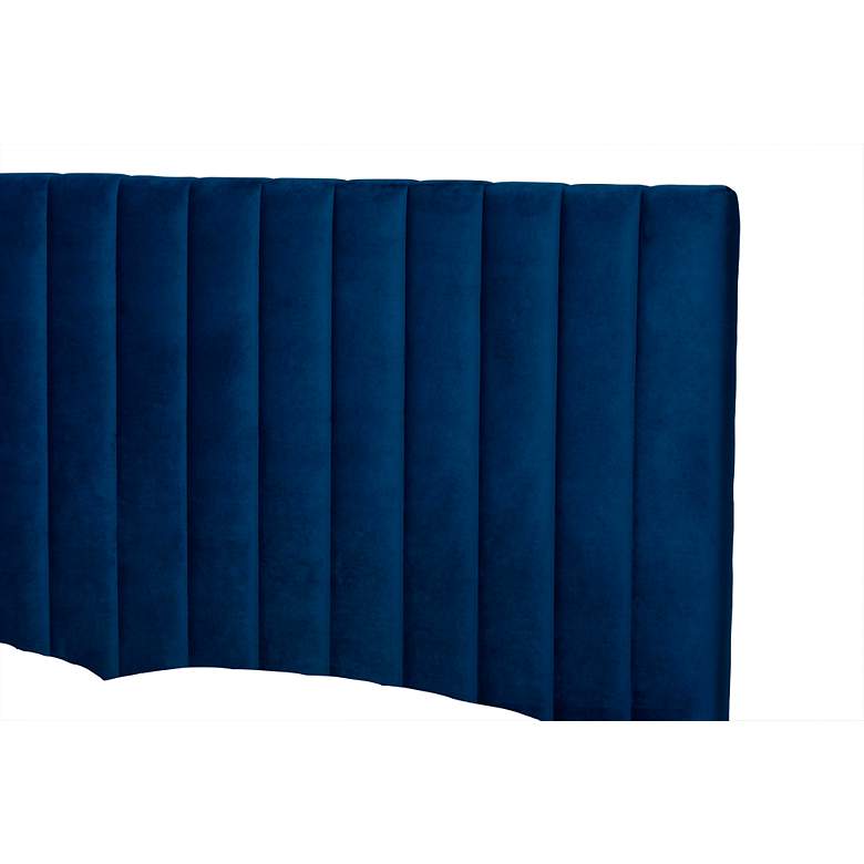 Image 3 Serrano Navy Blue Velvet Fabric Tufted Full Platform Bed more views