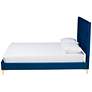 Serrano Navy Blue Velvet Fabric Tufted Full Platform Bed
