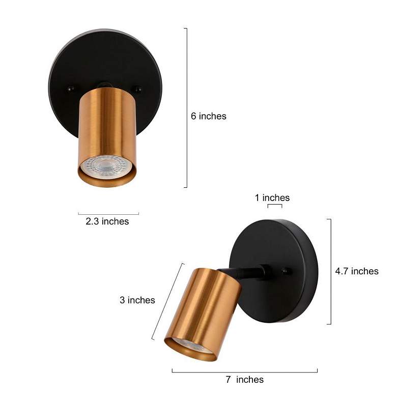 Image 2 Serrulata 6" High Matte Black and Plating Brass Wall Sconce more views