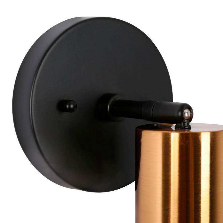 Image 3 Serrulata 6" High Matte Black and Plating Brass Wall Sconce more views
