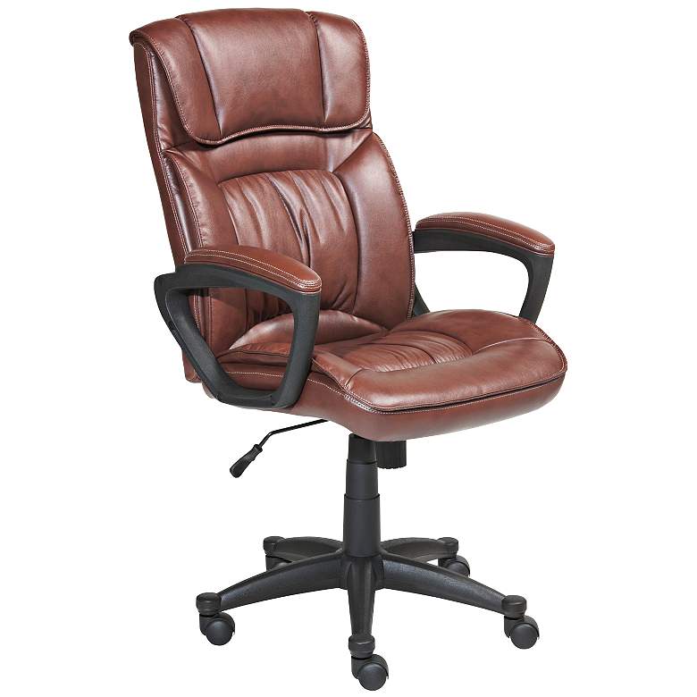 Image 1 Serta Cognac Brown Faux Leather Executive Office Chair
