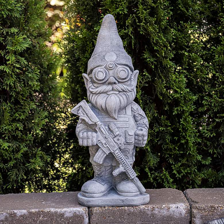 Image 1 Serve and Protect 21" High Trevia Graystone Garden Gnome