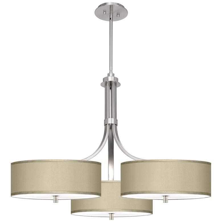 Image 1 Sesame Faux Silk 36" Wide Triple Shade Pendant