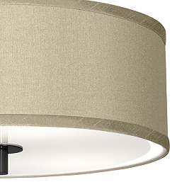 Image3 of Sesame Faux Silk Black 14" Wide Ceiling Light more views