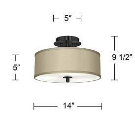 Image4 of Sesame Faux Silk Black 14" Wide Ceiling Light more views