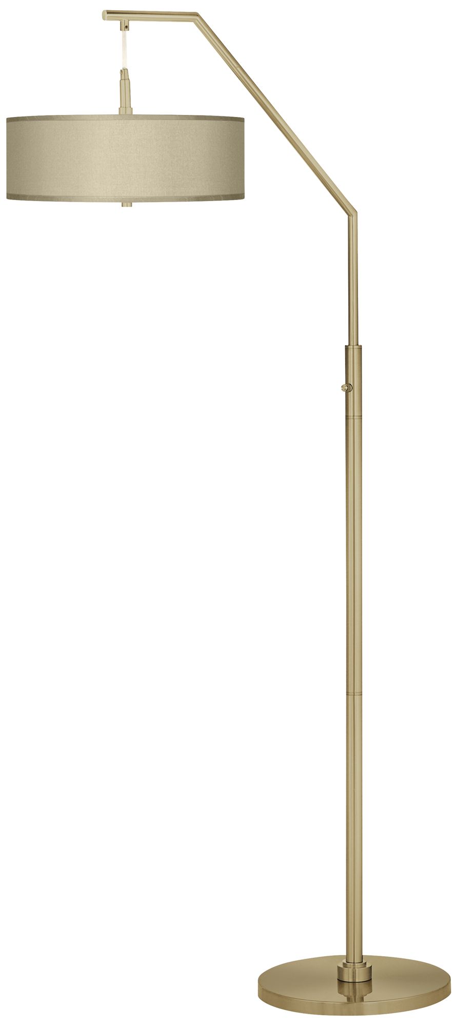 Sesame Faux Silk Giclee Warm Gold Arc Floor Lamp
