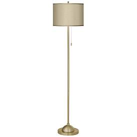 Image2 of Sesame Faux Silk Giclee Warm Gold Stick Floor Lamp