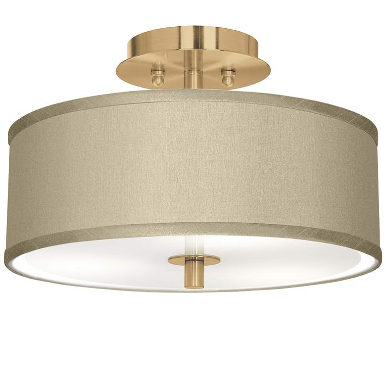 Image 1 Sesame Faux Silk Gold 14 inch Wide Ceiling Light