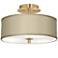 Sesame Faux Silk Gold 14" Wide Ceiling Light