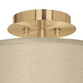 Image2 of Sesame Faux Silk Gold 14" Wide Ceiling Light more views