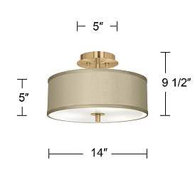 Image4 of Sesame Faux Silk Gold 14" Wide Ceiling Light more views