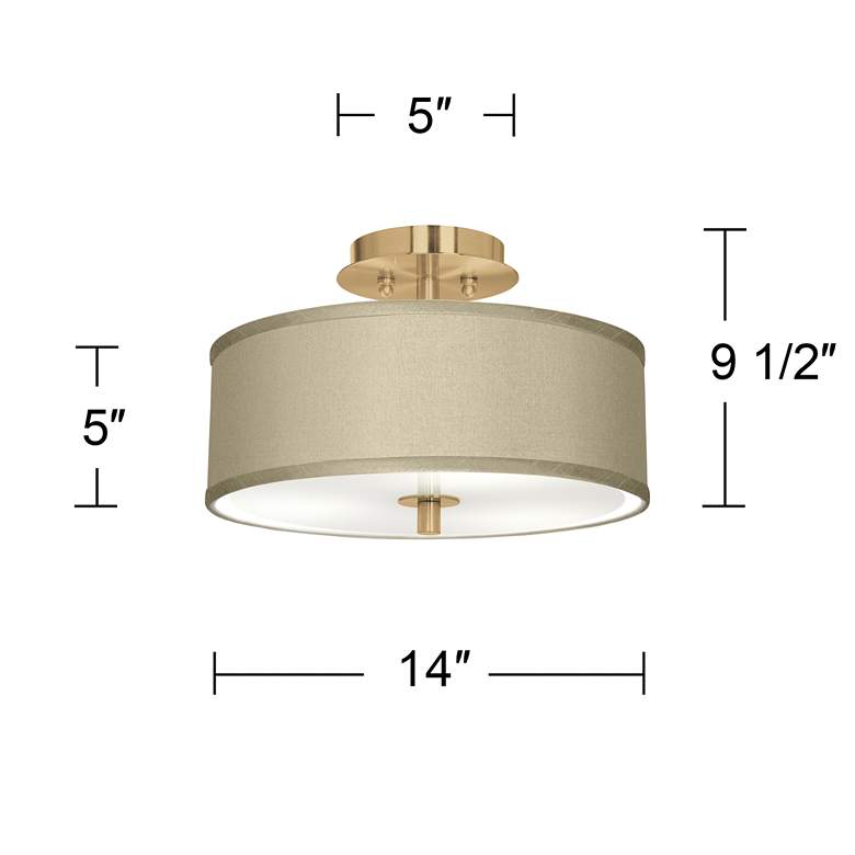 Image 4 Sesame Faux Silk Gold 14 inch Wide Ceiling Light more views