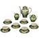 Set of 15 Green and White Porcelain Tea Set
