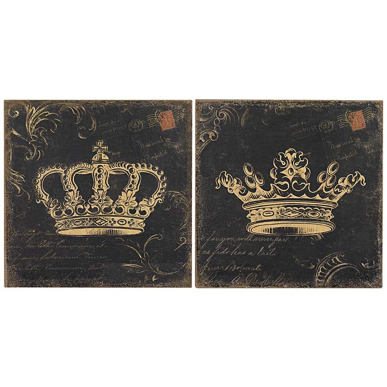 Image 1 Set of 2 16 inch Square Crowns Wall Art