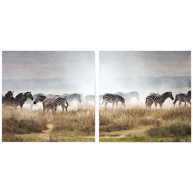 Image 1 Set of 2 A Zeal of Zebras 19 3/4 inch Square Canvas Wall Art