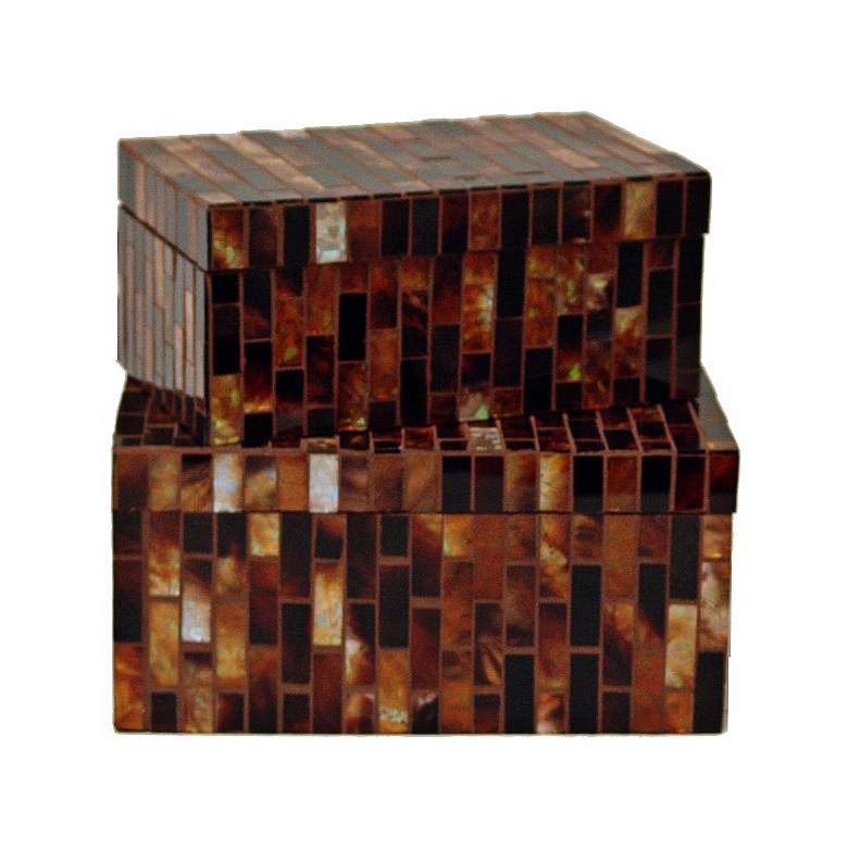 Image 1 Set of 2 Amber Tortoiseshell Mosaic Boxes