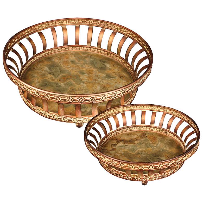 Image 1 Set of 2 Appaloosa Metal and Glass Decorative Round Trays