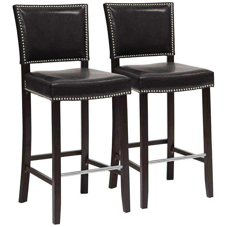 Image 1 Set of 2 Aries 30 1/2 inch Black Faux Leather Bar Stools