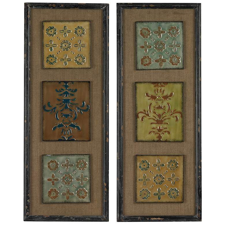 Image 1 Set of 2 Aughton Painted Spanish Tile 36 inch High Wall Art