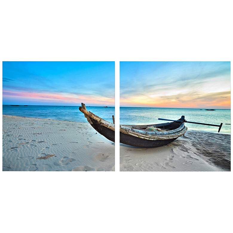Image 1 Set of 2 Awaiting Waters 19 3/4 inch Square Canvas Wall Art