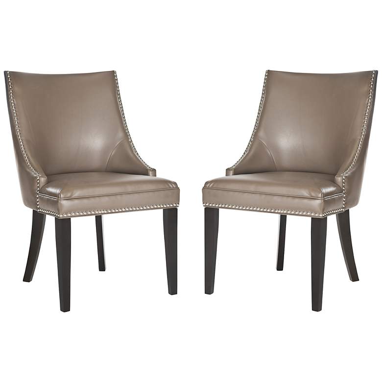 Image 1 Set of 2 Barth Clay Bycast Leather Side Chair