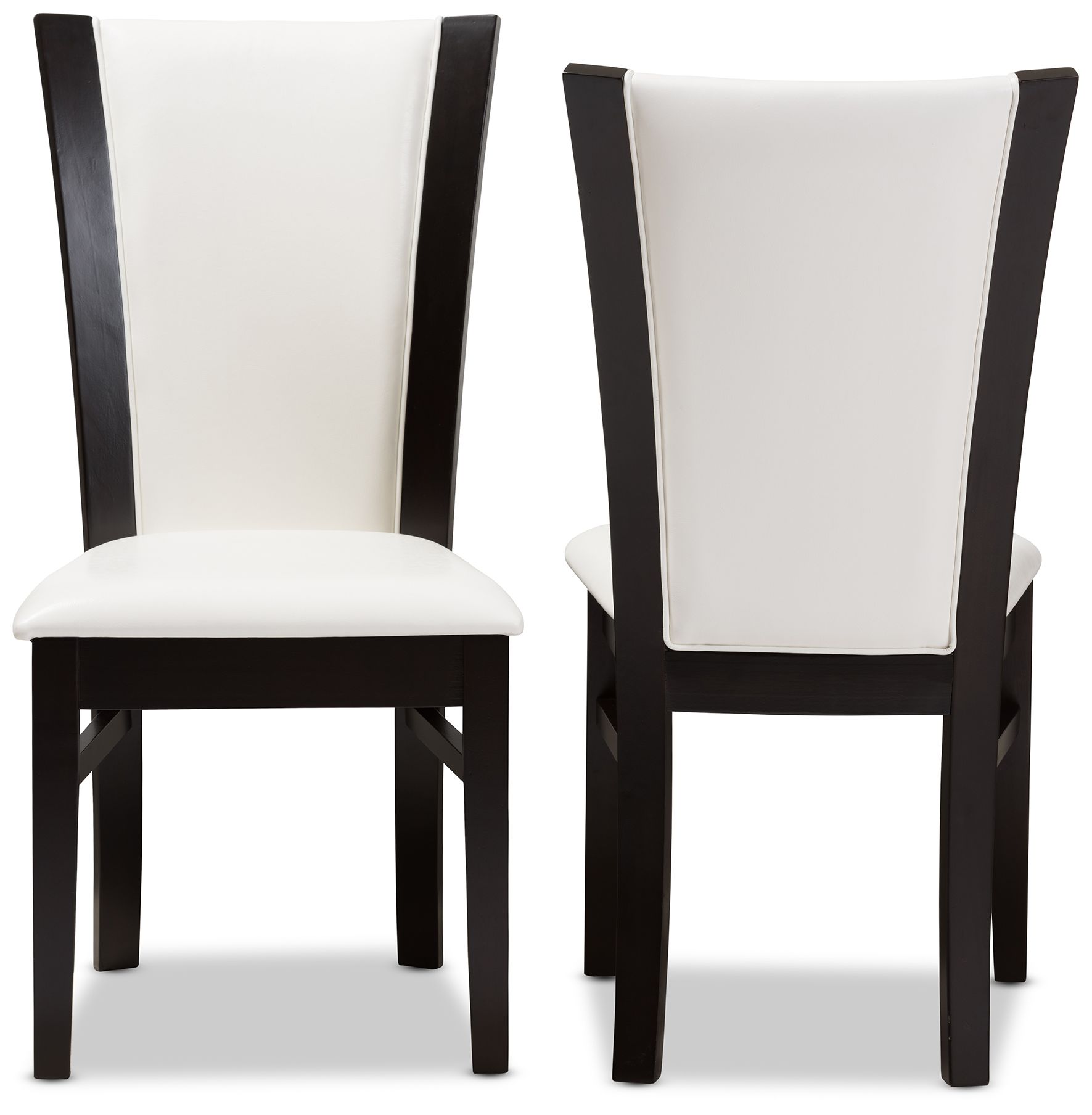 Image 3 Set of 2 Baxton Studio Adley White Faux Leather Dining Chairs more views