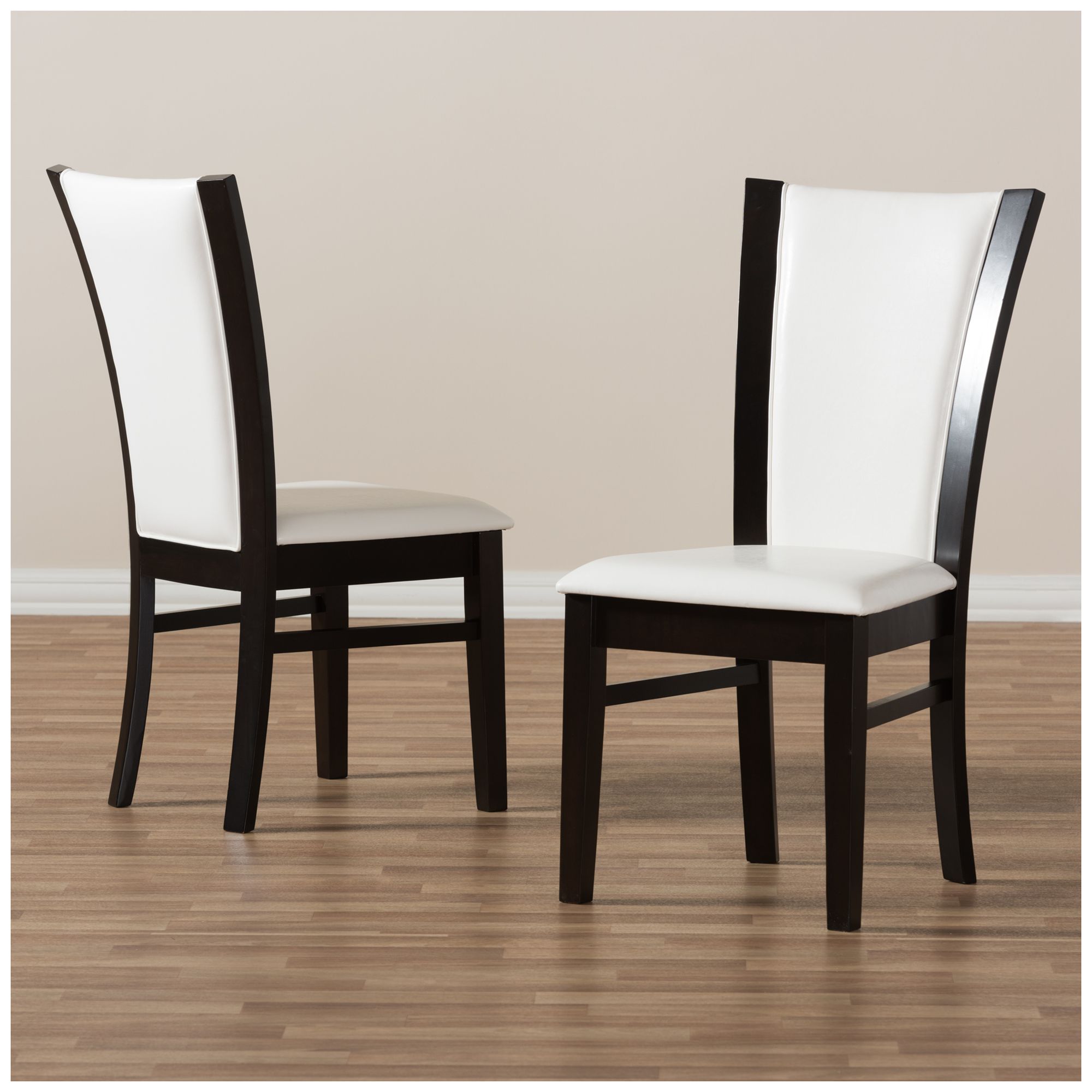 Image 6 Set of 2 Baxton Studio Adley White Faux Leather Dining Chairs more views