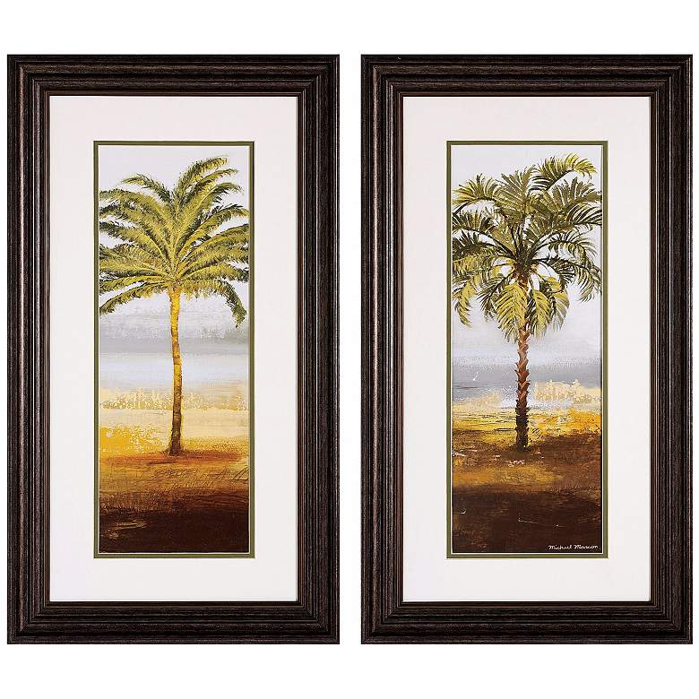 Image 1 Set of 2 Beach Palm I/II 28 inch High Tree Wall Art Prints