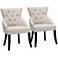Set of 2 Beige and Birch Dining Chairs