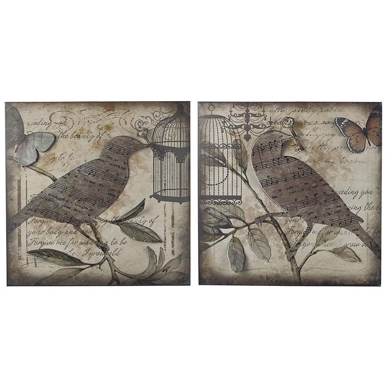 Image 1 Set of 2 Beleden 22 inch Square Birds And Music Wall Art