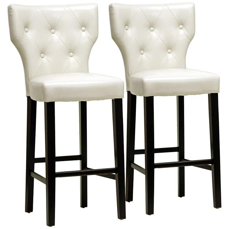 Image 1 Set of 2 Billings 30 inch Beige Faux Leather Bar Stools
