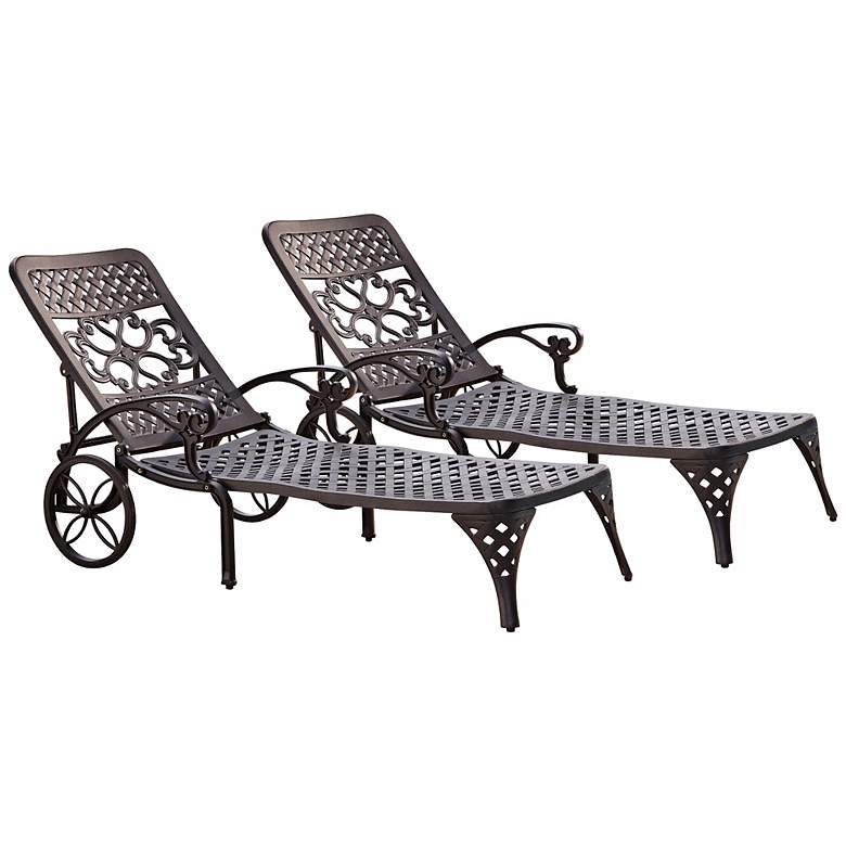 Image 1 Set of 2 Biscayne Black Outdoor Chaise Lounge Chairs