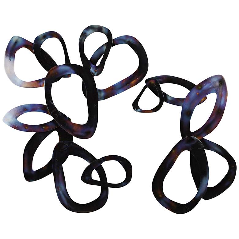 Image 1 Set of 2 BJ Keith Rings 30" High Metal Wall Art
