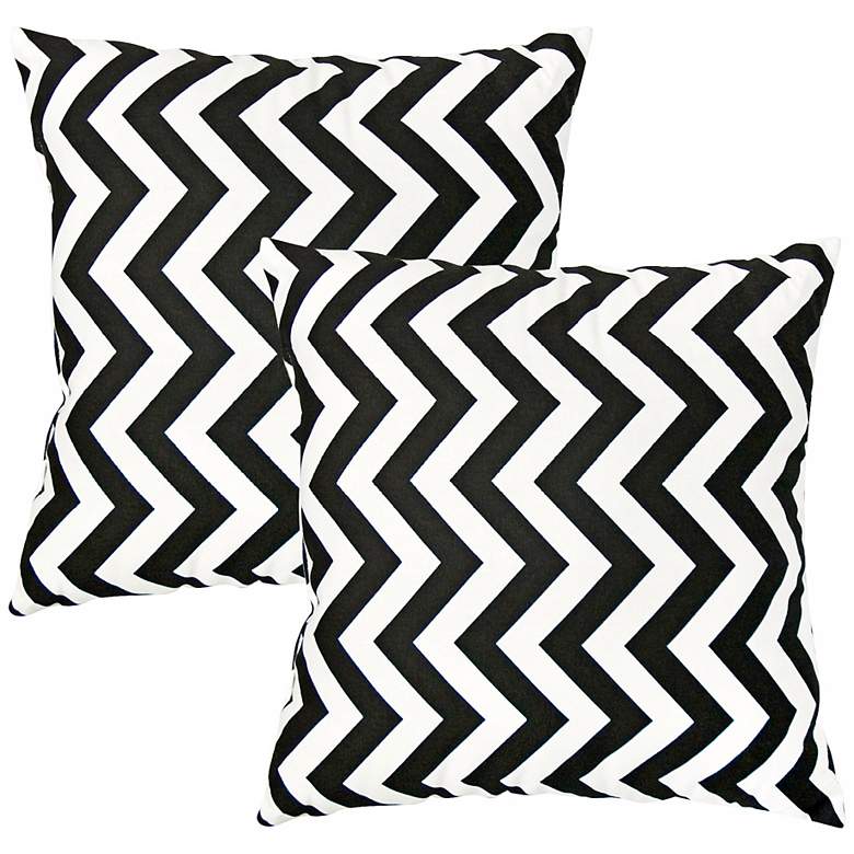 Image 1 Set of 2 Black and White Zig Zag Toss Pillows
