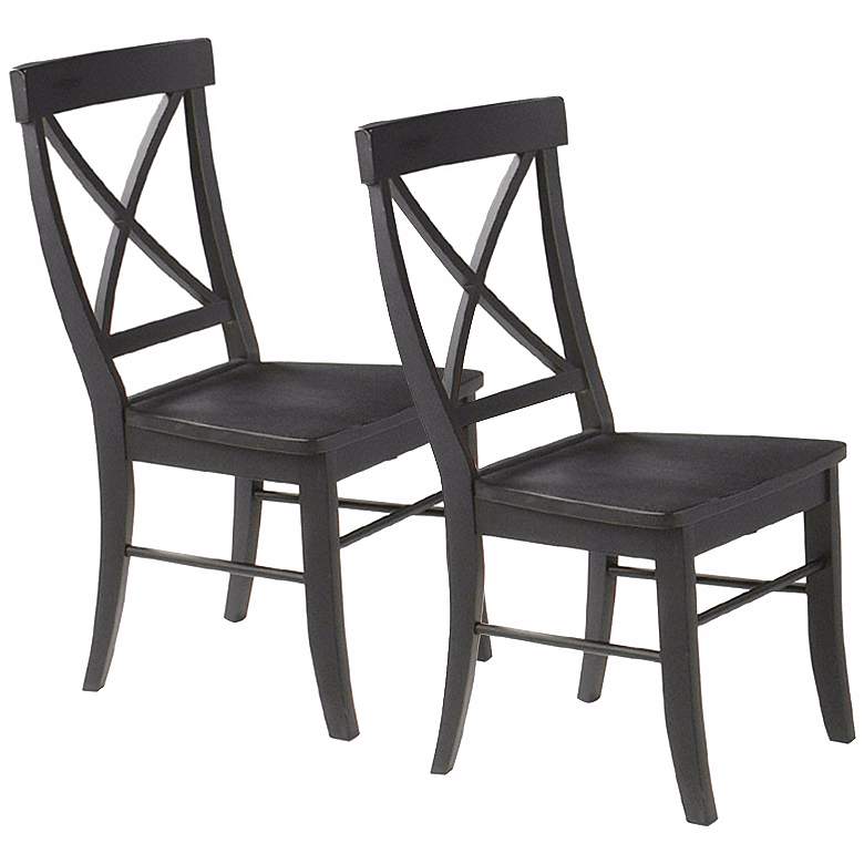 Image 1 Set of 2 Black Cherry Finish X Back Dining Chairs