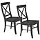Set of 2 Black Cherry Finish X Back Dining Chairs