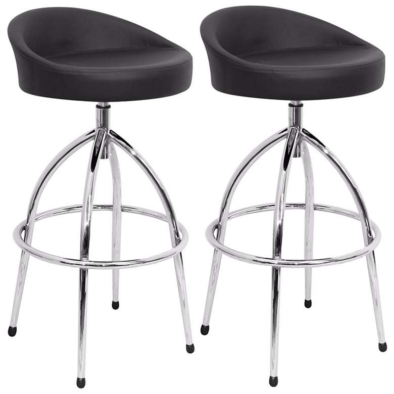 Image 1 Set of 2 Black Leatherette Samba Contemporary Bar Stools