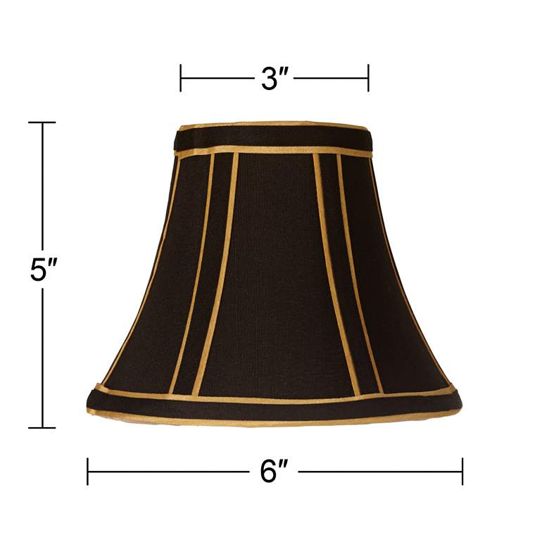 Image 5 Set of 2 Black with Gold Trim Lamp Shades 3x6x5 (Clip-On) more views