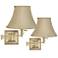 Set of 2 Brass Finish Taupe Bell Swing Arm Wall Lamps