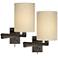 Set of 2 Bronze Tan Cylinder Shade Swing Arm Wall Lamps