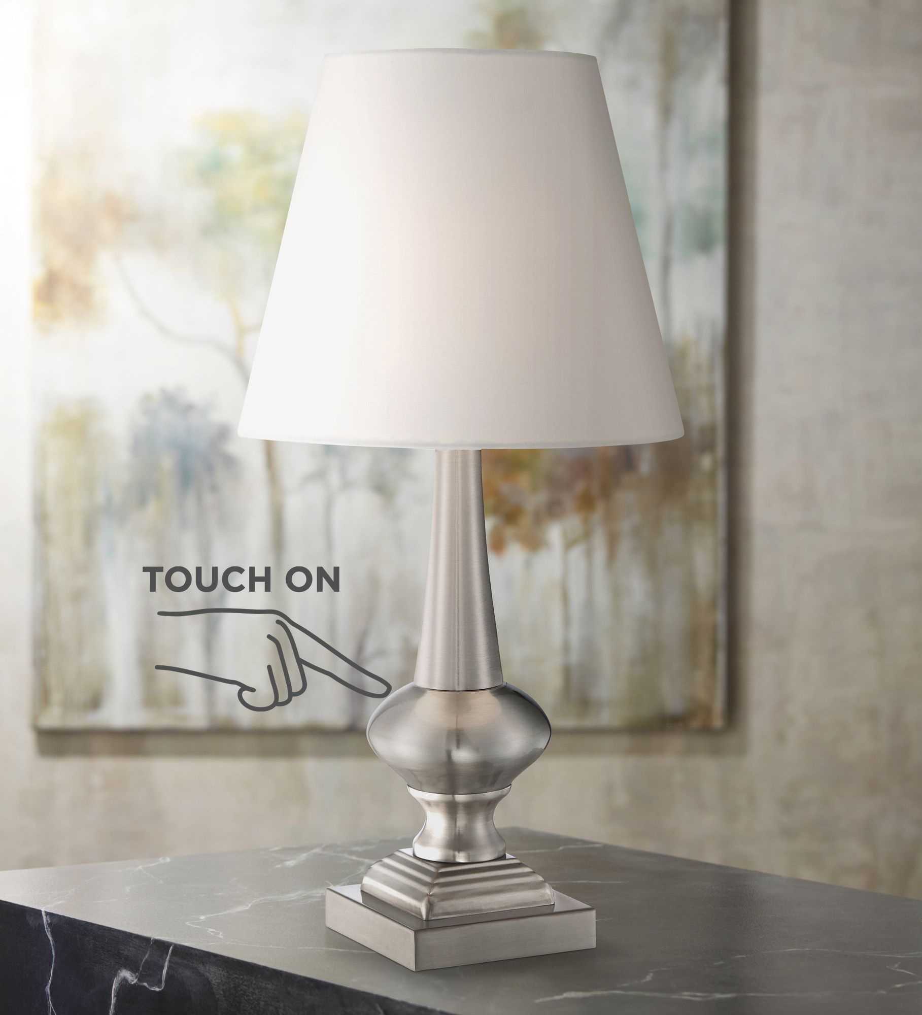 Set of 2 Brooks Brushed Nickel Touch On-Off Table Lamps - #21A66 ...