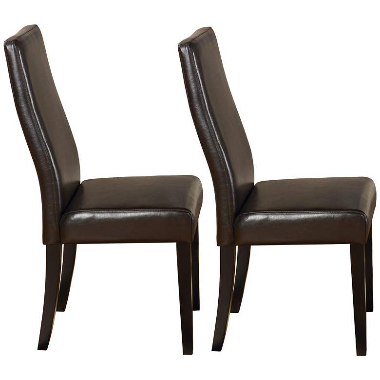 Image 1 Set of 2 Brown Leather Side Chairs
